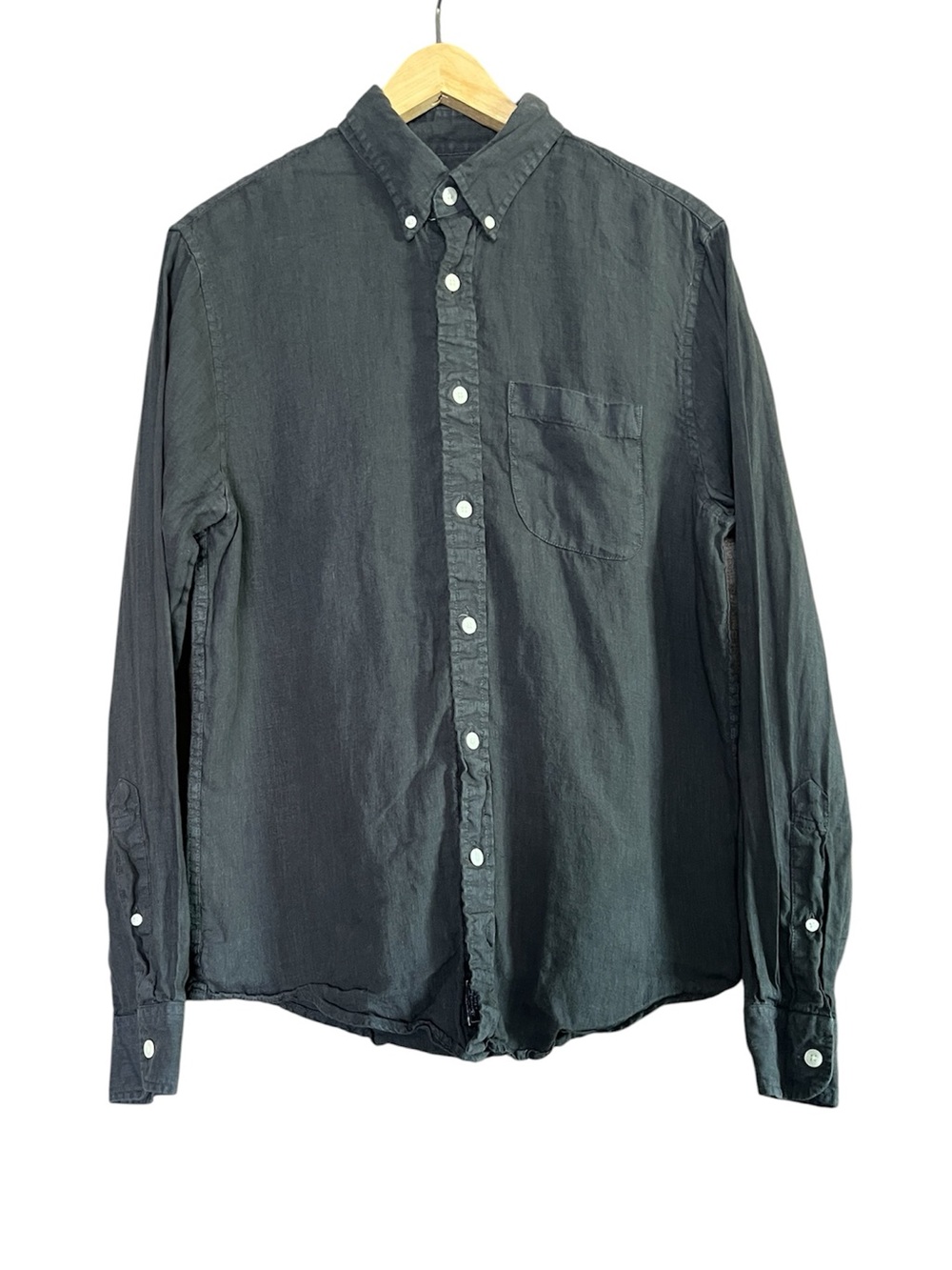 Abercrombie & Fitch Men's Button-Down Linen Shirt in Charcoal Size M